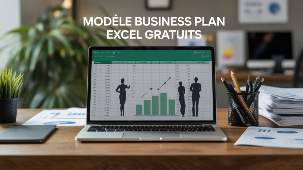 Visuel business plan excel sur laptop moderne