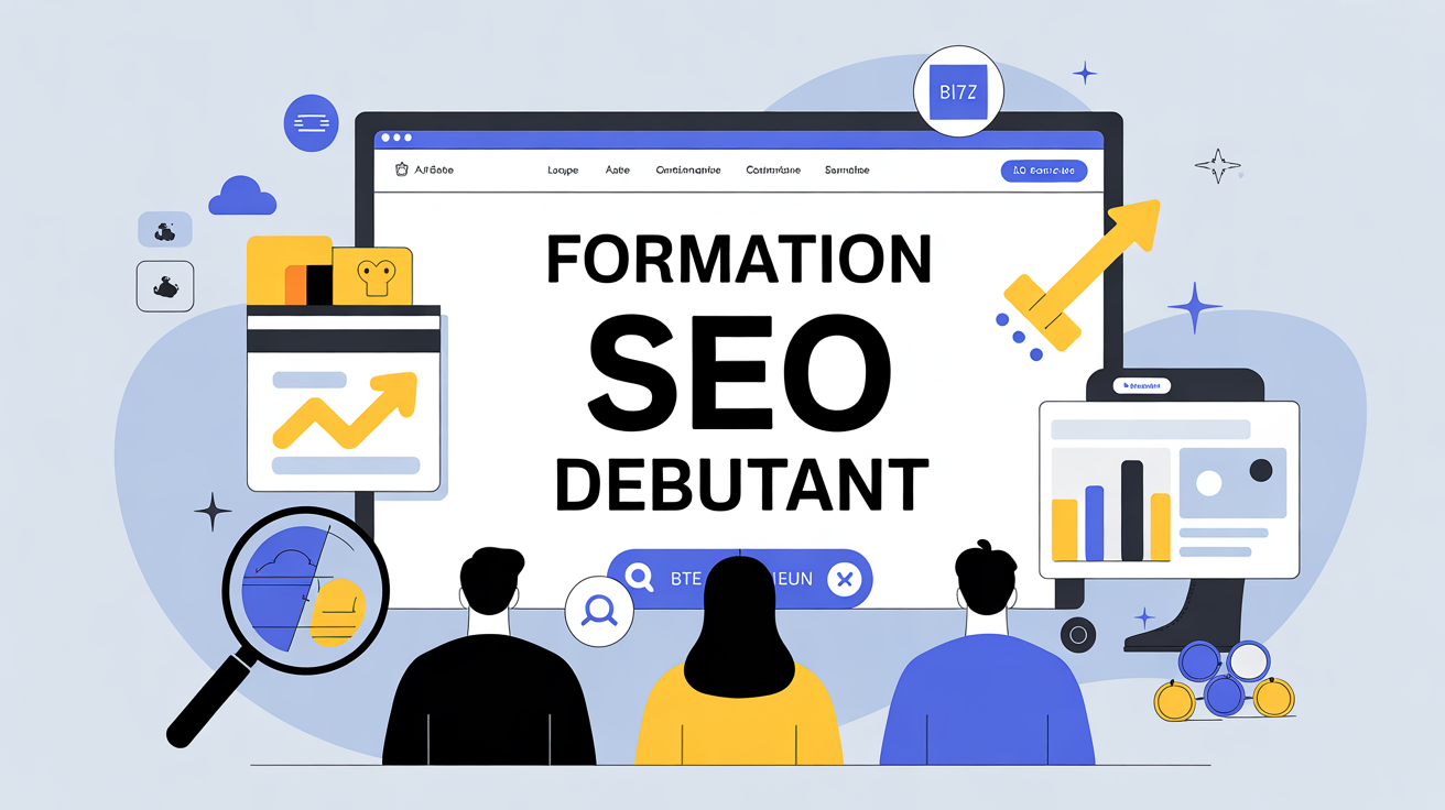 formation seo débutant silhouettes devant écran