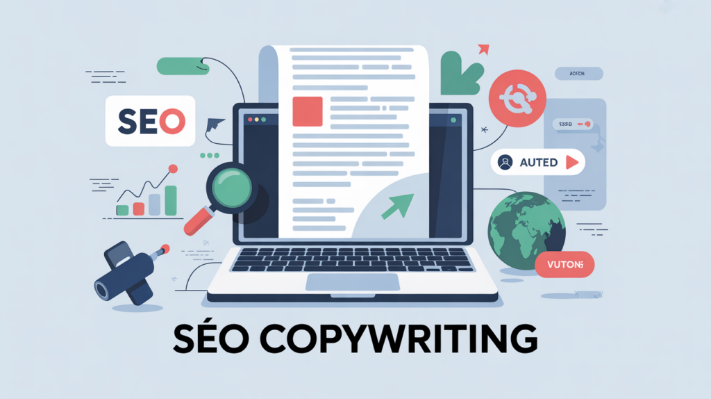 illustration seo copywriting ordinateur