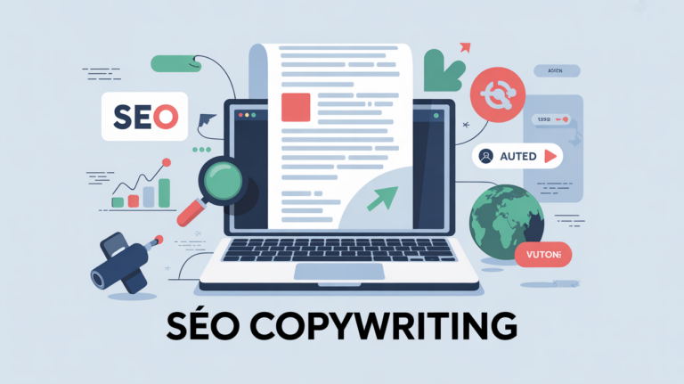 illustration seo copywriting ordinateur