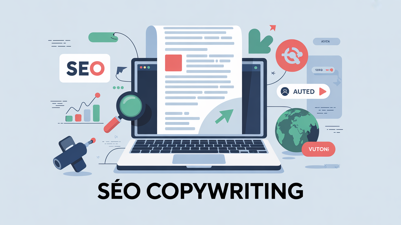 illustration seo copywriting ordinateur