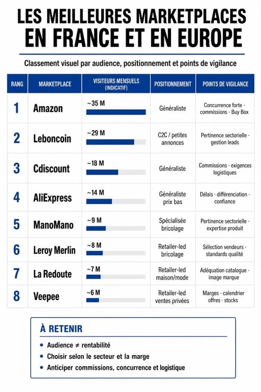 Top marketplace : infographie comparative des principales marketplaces en France et en Europe