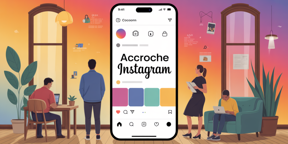illustration accroche Instagram silhouettes feed mobile moderne