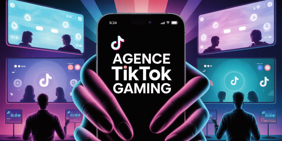 Illustration agence TikTok gaming manette smartphone FYP