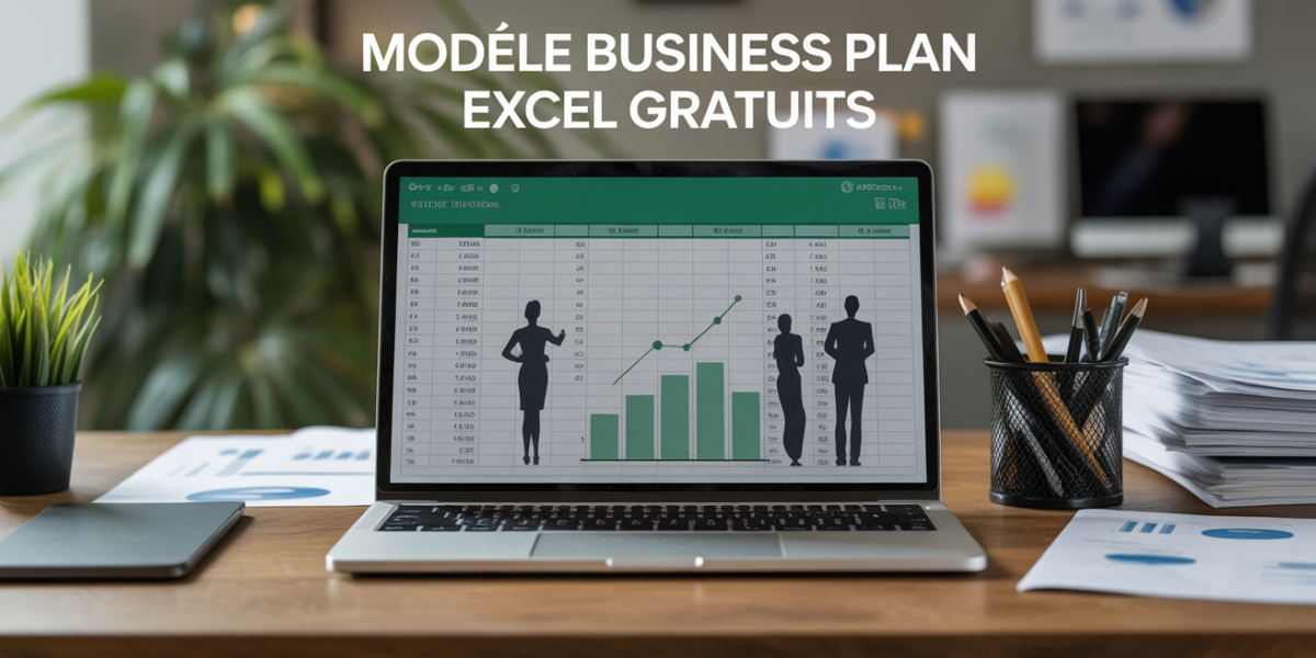 Visuel business plan excel sur laptop moderne