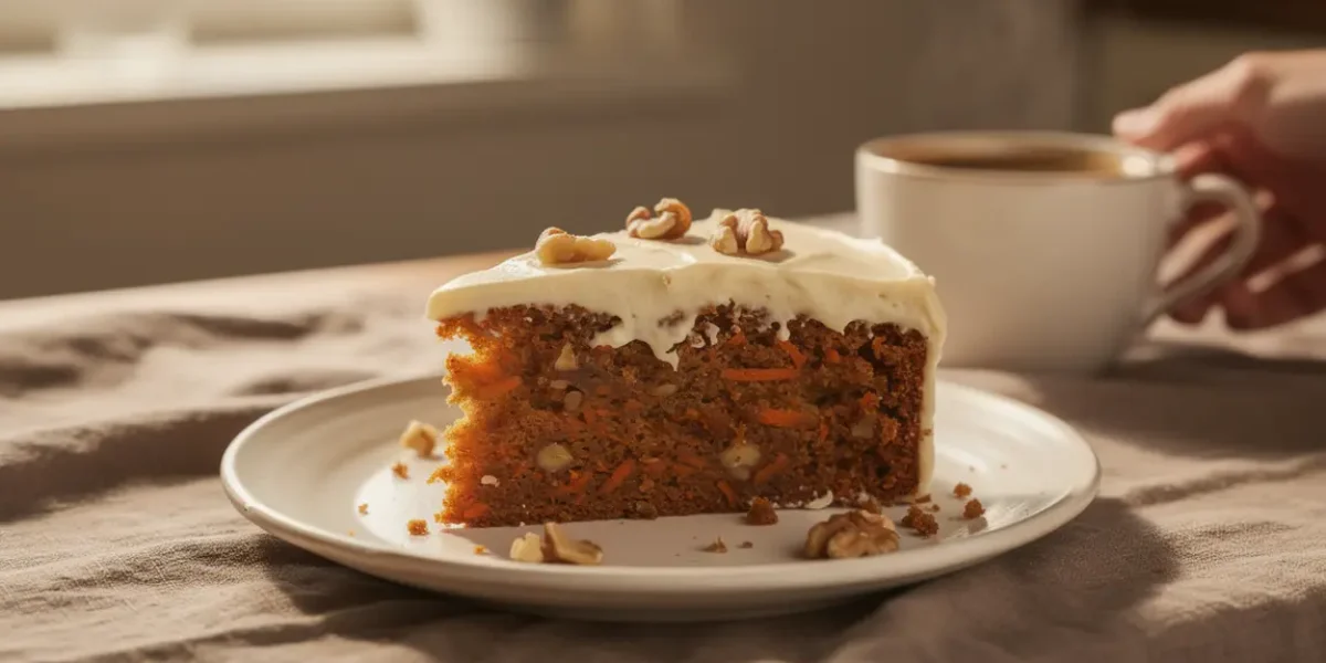 Part carrot cake maison glaçage cream cheese et café