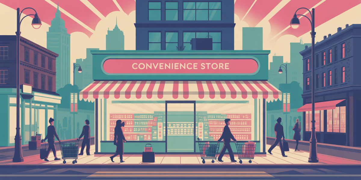 convenience store moderne rayons clients ville supérette