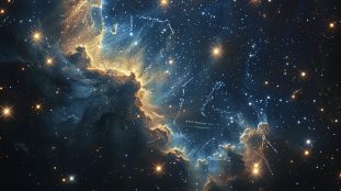 branding astral : illustration mêlant symboles astrologiques et concepts de marketing