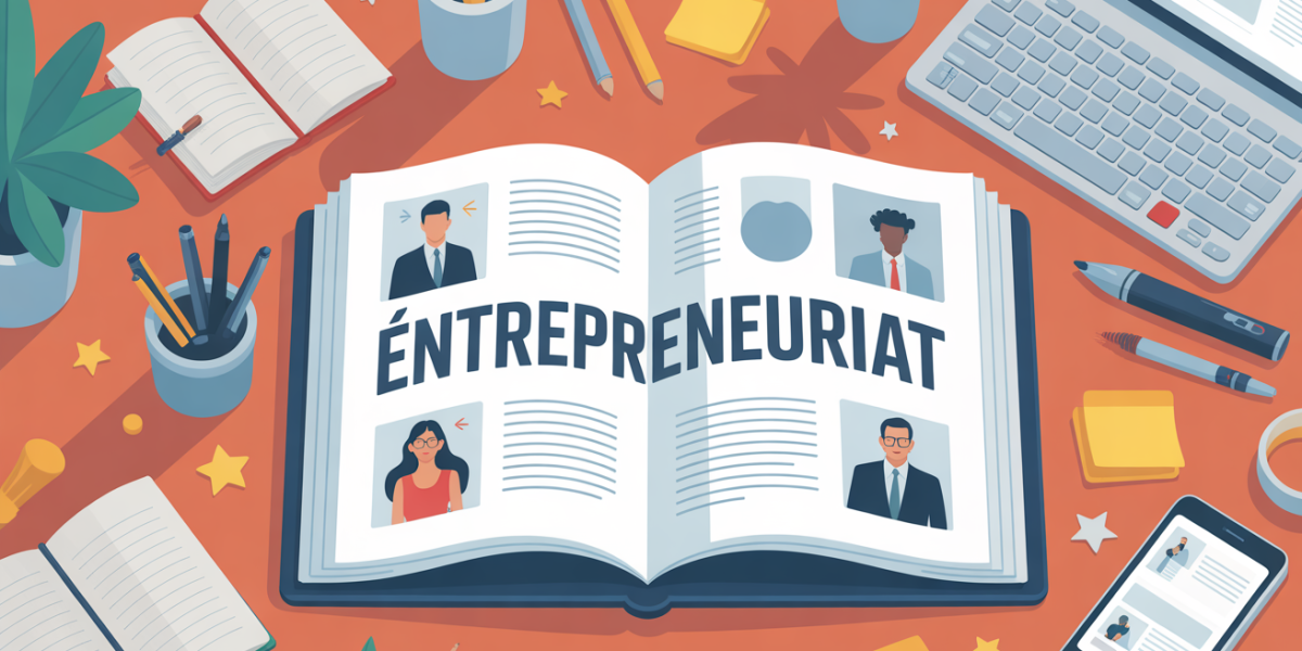 illustration magazine entrepreneuriat sur table outils universels