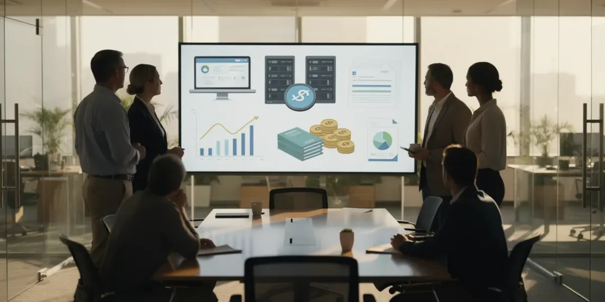 Visuel d'entreprise moderne avec matériel et financement