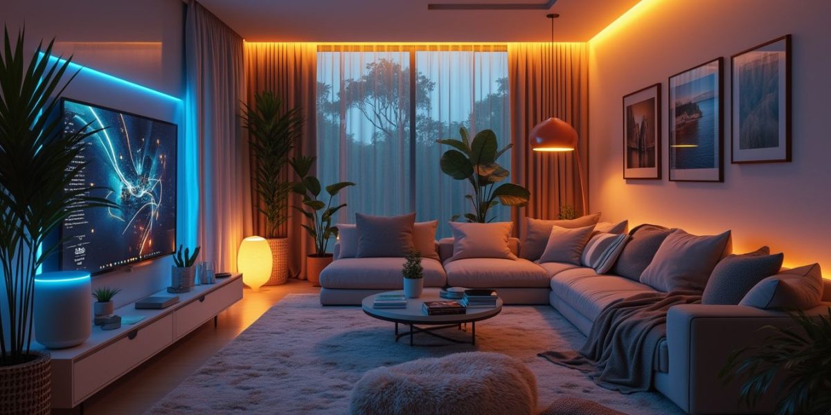 maison intelligente : vue d'une maison moderne équipée de technologies connectées et domotiques