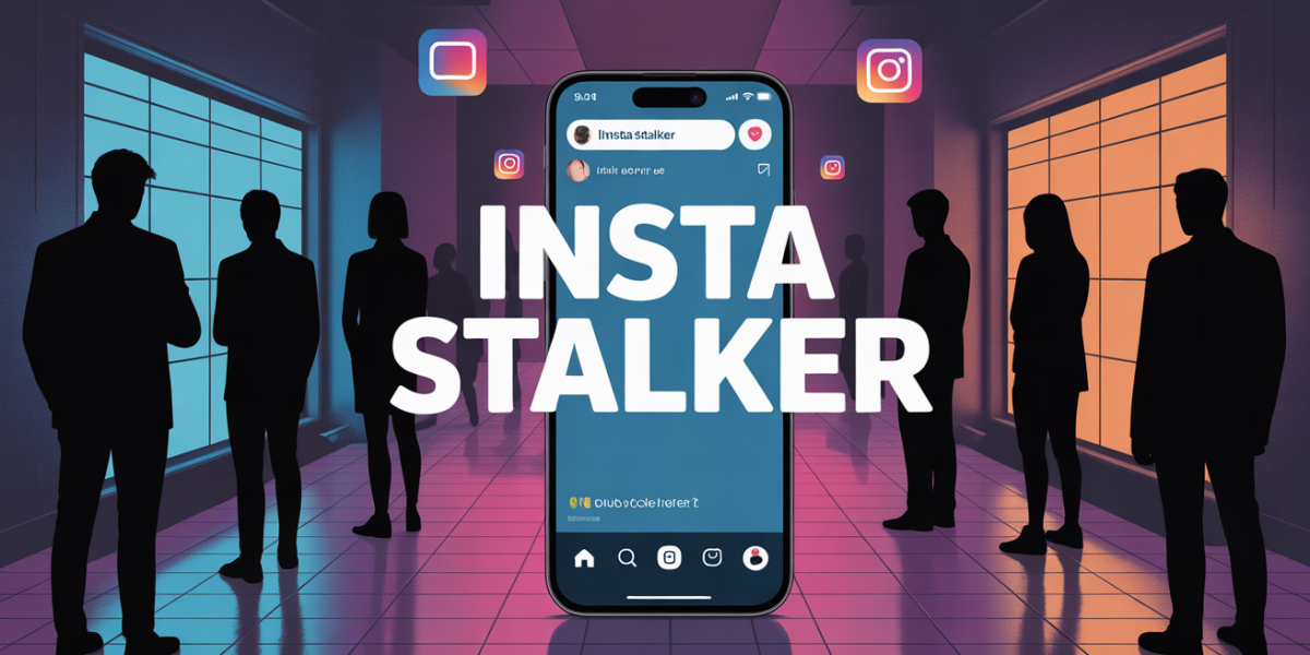 Illustration INSTA STALKER smartphone et anonymes sur Instagram