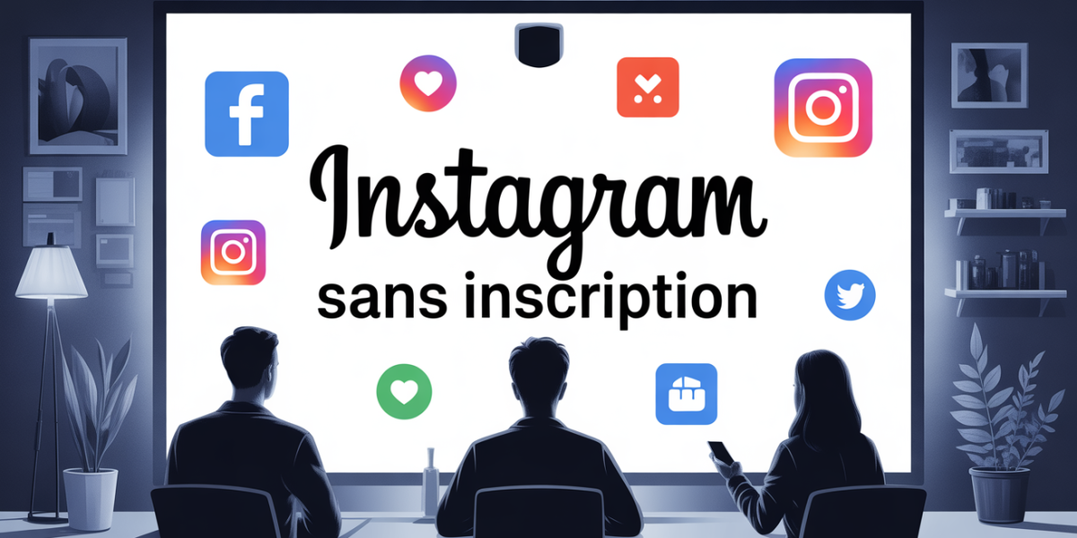 Ecran stylise Instagram sans inscription silhouettes anonymes