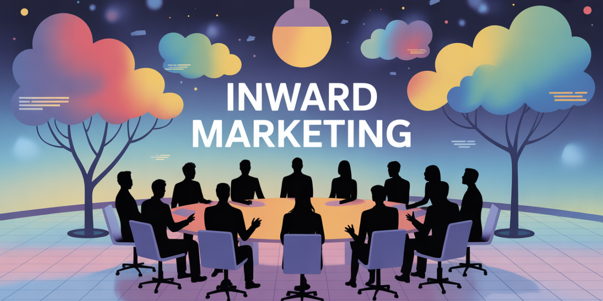 Visuel inward marketing équipes réunies autour d'une table moderne