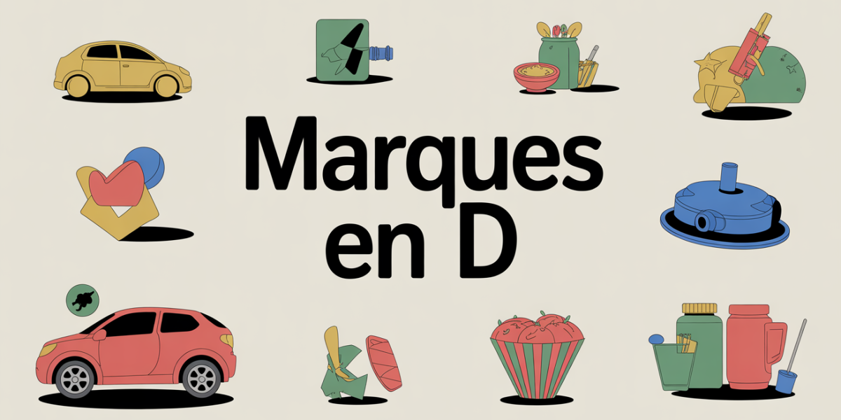 Illustration marques en D secteurs auto mode tech alimentaire divertissement