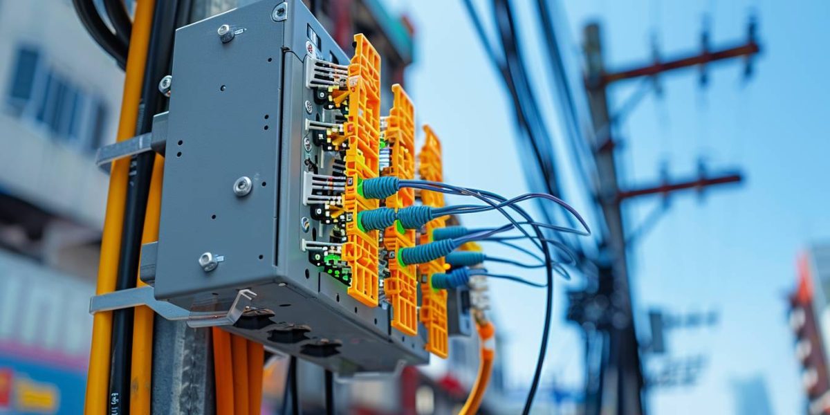 boîtier fibre optique : boîtier de fibre optique installé dans un intérieur moderne