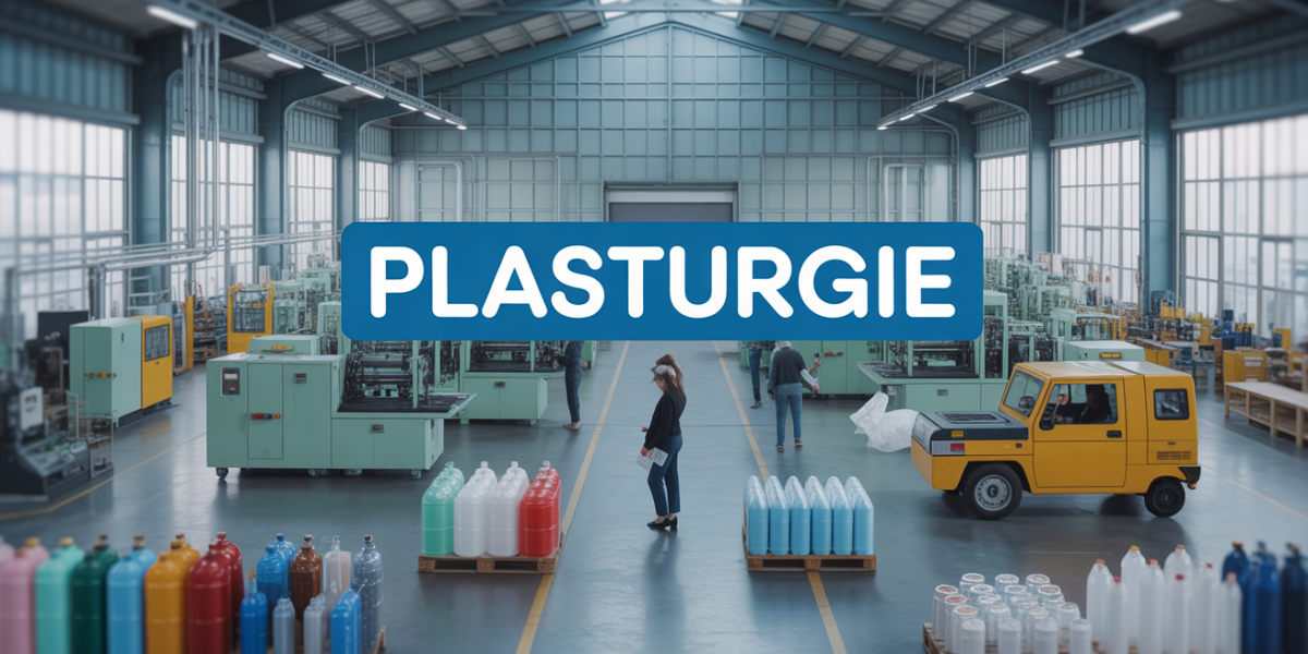 Usine moderne plasturgie emballages industriels scene panoramique