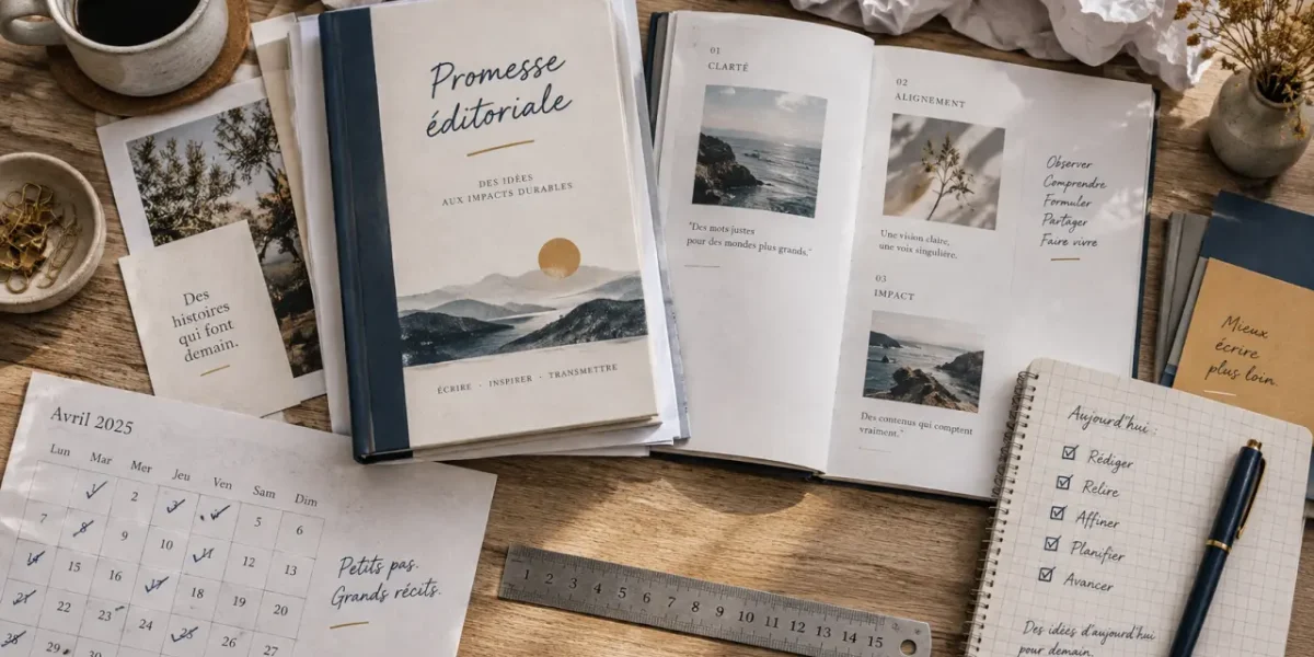 Produit éditorial : promesse utile sur guide et documents imprimés