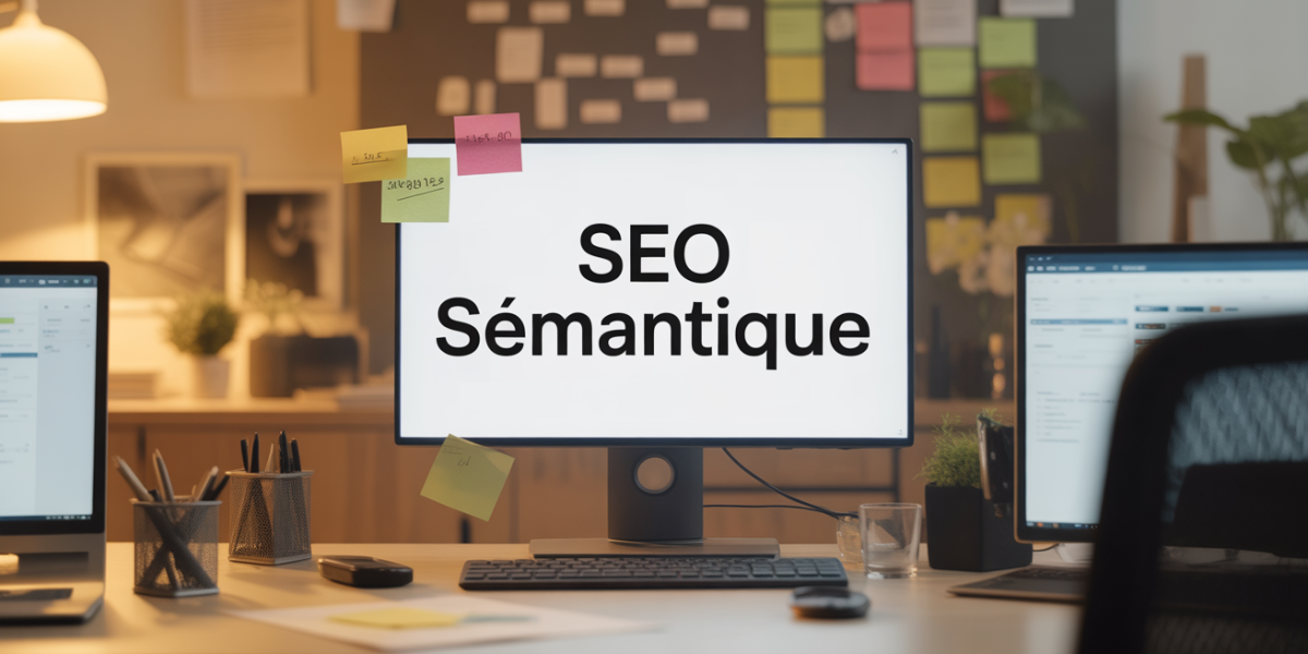 Bureau moderne optimisation SEO sémantique analyse mots-clés