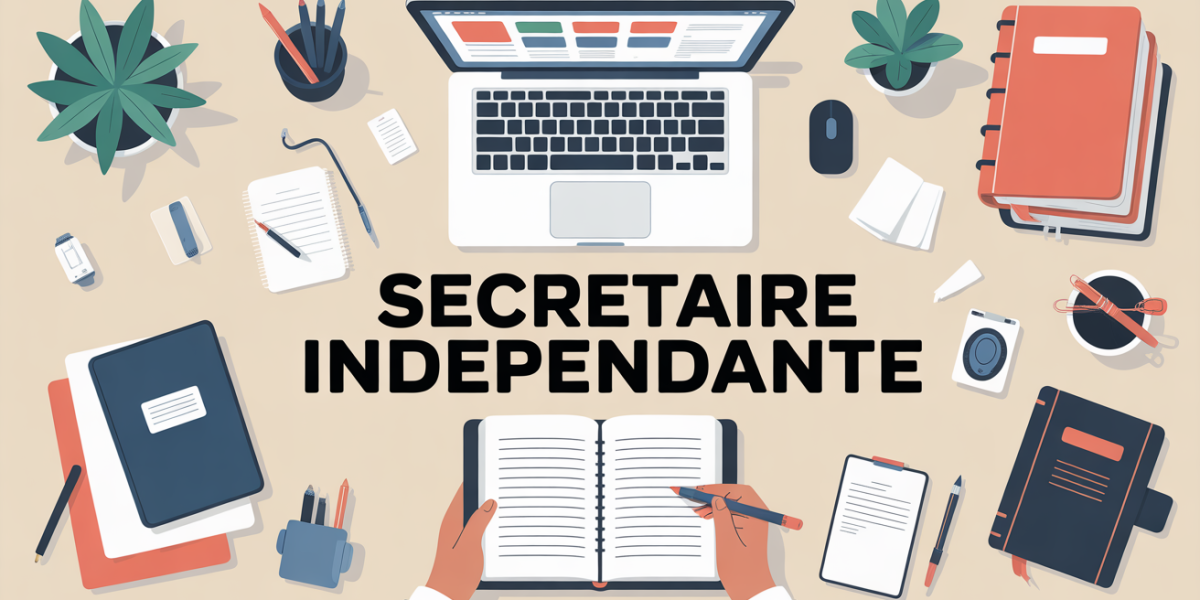 illustration bureau digital slogan secretaire independante