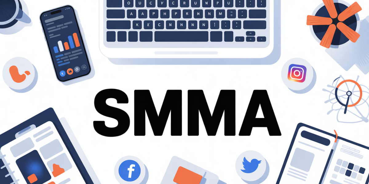 Vue bureau moderne SMMA marketing digital