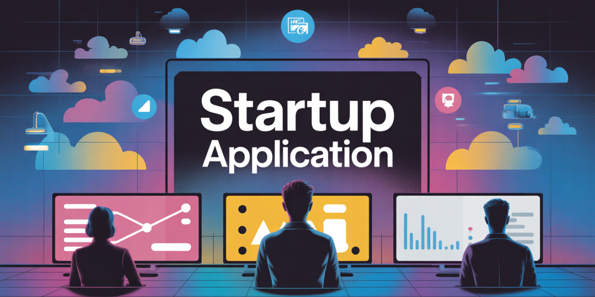 startup application silhouettes et icônes digitales innovation