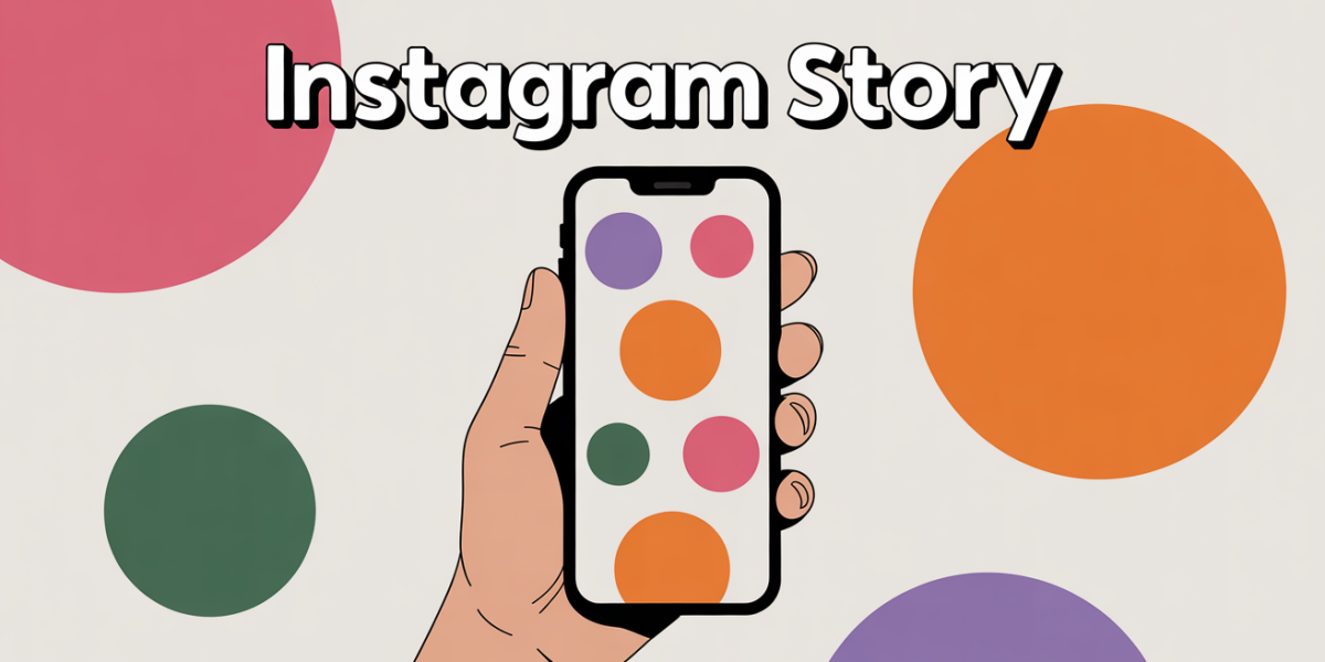 Smartphone affichant Instagram Story cercles couleurs