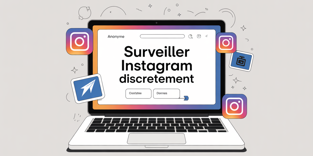 Ordinateur avec ecran anonyme surveiller Instagram discretement