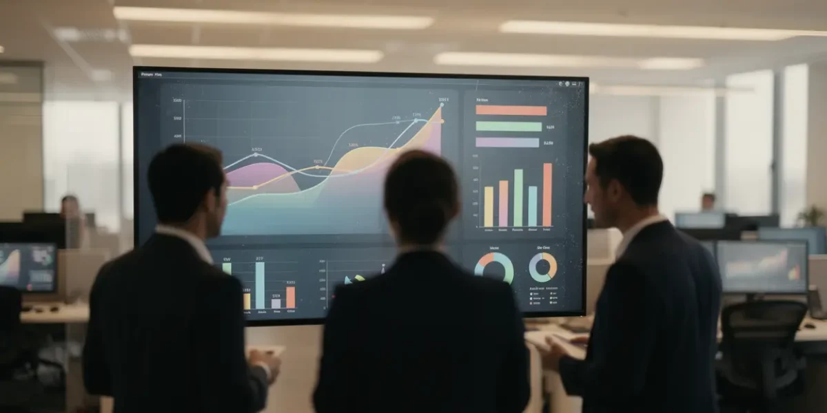 Tableau de bord digital avec KPI en réunion