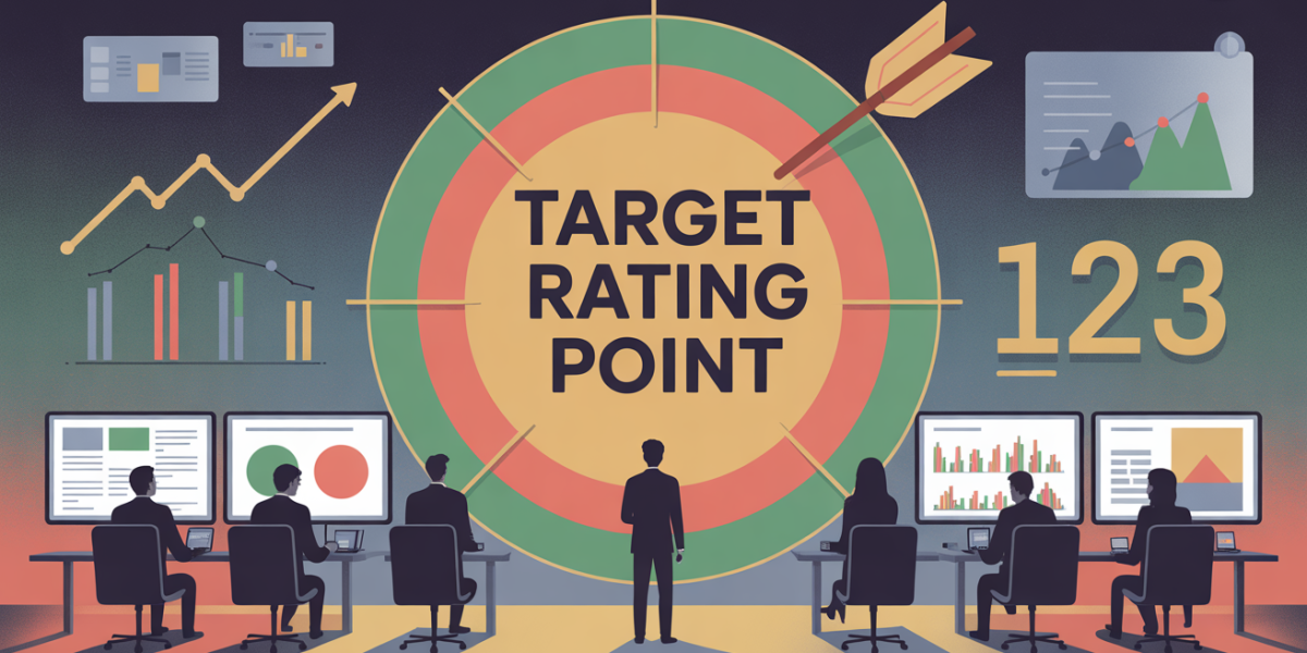 Cible large colorée, graphiques médias et chiffres, Target Rating Point