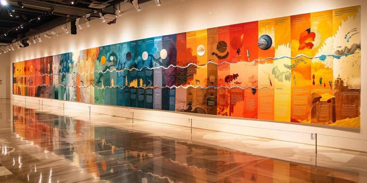 histoire graphique : collage représentant l'évolution des styles graphiques de la préhistoire à l'ère numérique